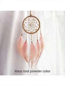 1 件珍珠和羽毛捕梦网装饰，波西米亚风羽毛风铃挂饰，情人节、生日礼物，适用于汽车、房间、家居、婚礼派对装饰（羽毛为人造） - 彩色 - 查看 3