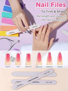 Limetta per unghie a doppia faccia, 100/180 grit e 180/240 grit, sagomatore per unghie sottile, lima per unghie professionale in legno, strumento per pedicure da salone