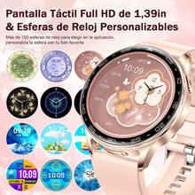 Smartwatch unisex con auriculares inalámbricos TWS, pantalla táctil completa de 1,39", resolución de 360*360, batería grande de 280mAh, compatible con llamadas y notificaciones inalámbricas, compatible con iOS y Android, regalo de cumpleaños - Multicolor - Ver 6
