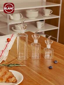 1pc Glass Oil Bottle, Clear Oil Bottle Dispenser, Oil Can, Condiment Container, Kitchen Utensil, Kitchen Supplies, Kitchen Accessory - Multicolor - View 5