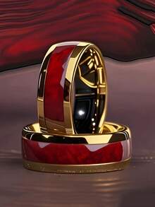 1 件 [Everyday Elegance] 男士时尚钛钢结婚戒指，8 毫米不锈钢时尚风格戒指，仿绿松石图案，情人节珠宝 - A - 查看 14