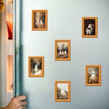 1/6pcs Oil Painting Style Magnetic Decorative Art Refrigerator Magnet, Ghost Creative Magnetic Stickers, Retro Fashion Magnetic Refrigerator Magnet Set, Easy To Organize On The Refrigerator, For Kitchen Organization And Display