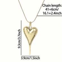 Bohemian Big Heart Pendant Necklace For Women's Vintage Simple Gold Color Silver Color Metal Girl Fashion Birthday Jewelry Gift - 金色 - 查看 2