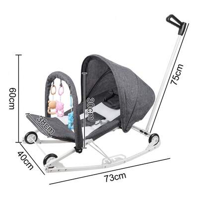 2-in-1-Schaukelstuhl und Wiege, Babyschaukelstuhl, 3 Klapppositionen, sofort nach der Geburt verwendbar, vollständig zusammenklappbar für einfache Aufbewahrung und Transport, unverzichtbar für Babys, grau/rosa 40*80*66 cm