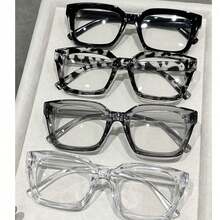 4pcs Multicolor Plastic Geometric Full Frame Decoration Modern Simple Style Women Clear Glasses For Daily Life Back-To-School Essentials Street-Photography Weekend Outfit Fashion Accessories