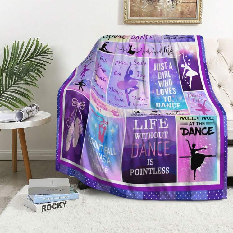 Purple Floral Ballet Throw Blanket For Youth, Lightweight Flannel Fleece, 50x60 Inch, Machine Washable - 紫色 - 查看 2