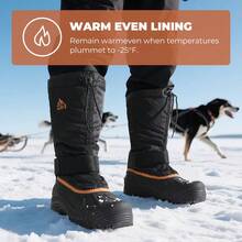Men's Winter Outdoor Unisex Warm Snow Boots Drawstring Strap Design Waterproof Wear - Resistant Material Round Toe Mid Calf Boots - Black Orange - View 3