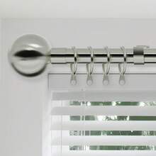 Curtain Pole Extendable Metal Chrome 28mm With Finials Rings Hooks Rod Fittings - Brushed Silver - 查看 2