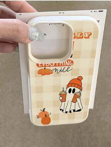 1pc Fashion Autumn Halloween Pumpkin & Ghost Pattern Litchi Texture Anti-Drop Soft Phone Case Protective Cover Compatible With Apple/Redmi/ Phones - Multicolor - View 3