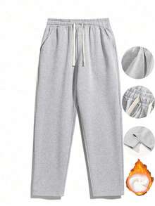 Winter Men's Outdoor Sports Pants, Fashionable Casual Versatile Trousers For Hiking, Cycling, Dating, Drawstring Waist, Thickened And Thermal Lined