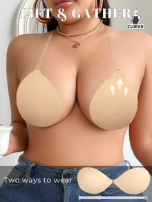 1 Peça Sutiã Adesivo Push-Up Invisível - Almofadas de Silicone Sem Alça com Alça Transparente Destacável para Vestidos Sem Costas e Vestidos de Noiva