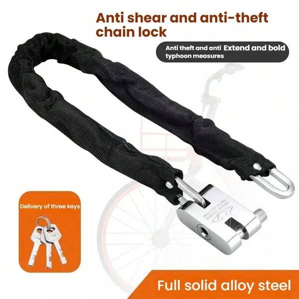 1PC Bold And Extended Chain Lock, Household Lock, Anti Shear And Anti-Theft Car Lock, Electric Bike Lock, Iron Chain