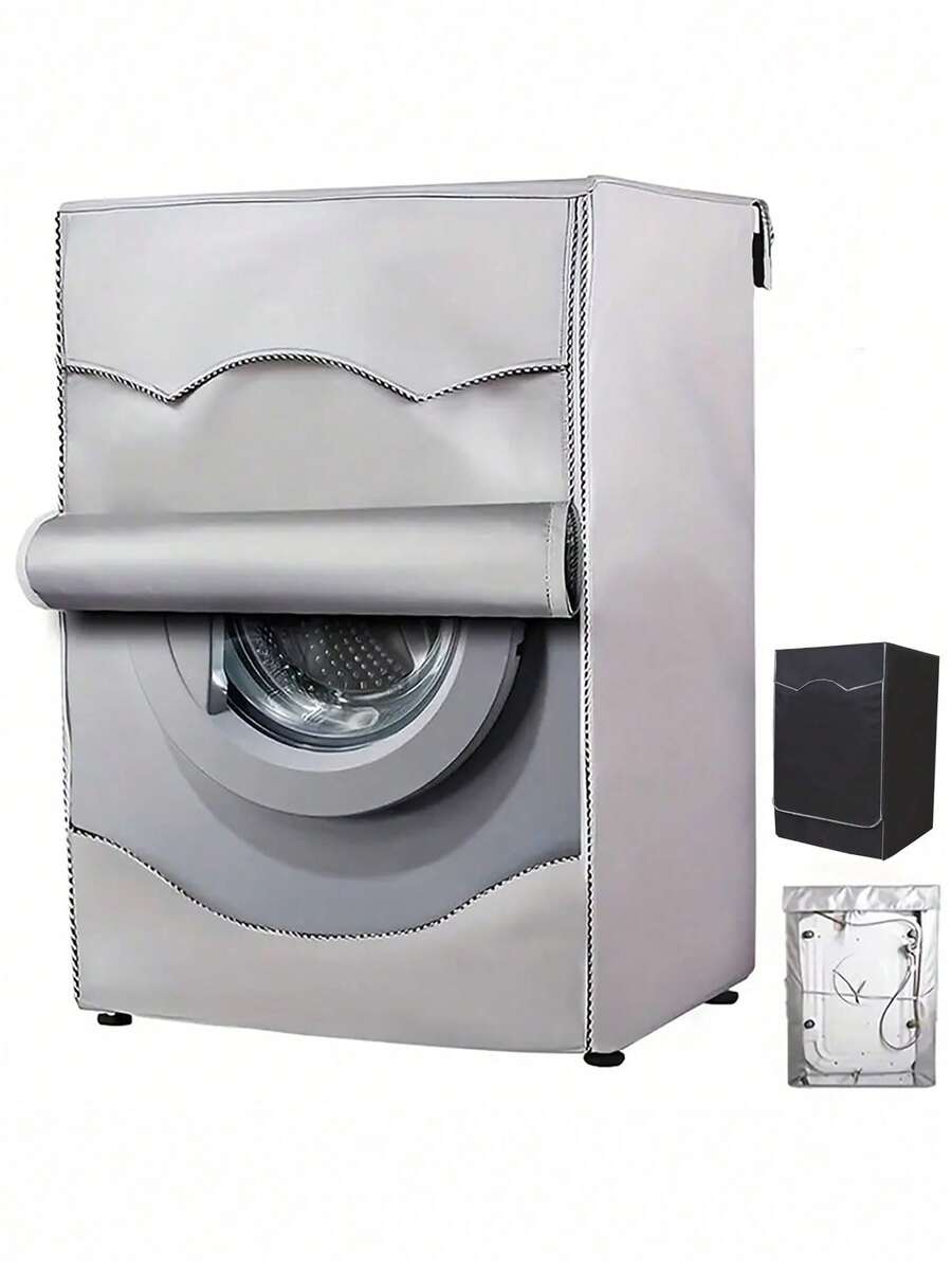 1 Pc Drum Washing Machine And Dryer Waterproof, Sunproof, Dustproof Protective Cover. Oxford Fabric Material, Equipped With Tied Rope For Adjustable Size, Suitable For Most Front-Loading Washing Machines