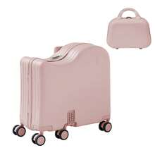 TABU Ride-On Luggage With Portable Bag For Kids & Adults,Hardshell Ride On Suitcase With 360° Universal Wheels, Type-C & USB Interface, Combination Lock And Resistant Material, Pink/Yellow/Black/Blue/Beige - Hồng - Xem 2