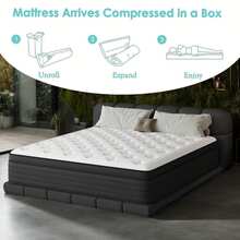 12"Queen Mattress Double Bed Full Size Queen Bed King Bed Mattress Boxed, Hybrid Pocket Spring Breathable Cotton Layer Mattress, Medium Firmness, Lumbar Support And Pressure Relief, Medium Firmness Suitable For Motion Isolation And Quiet Sleep - 黑與白 - 查看 7