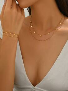 1pc Square Shell Necklace, Minimalist Elegant Unique Design Pendant Choker Necklace For Women