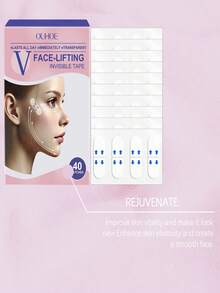 OUHOE 40pcs Face Lifting Tape, Invisible Face Lifting Tape, Moisturizing, Revitalizing, Firming, Breathable, Invisible V-Line Chin Lifting And Beautifying Tape, Suitable For Daily Care, Makes Skin Firmer, Improves Sagging, And Enhances Facial Contours. - Baby Pink - View 8