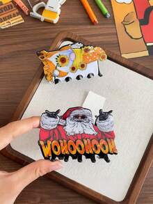 1 pieza Clip para el cabello con forma de Papá Noel de acetato rojo, adecuado como regalo de Navidad, regalo festivo, accesorio para el cabello navideño, decoración para el cabello con forma de caramelo para otoño e invierno, accesorios para el cabello tipo pinza para mujeres para looks de vacaciones, elegante sujetador de cabello para mujer