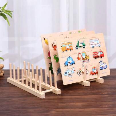 1 suport de depozitare pentru puzzle-uri din lemn, suport multifuncțional pentru puzzle-uri și jucării educative, organizator de podea pentru pasionații de puzzle-uri