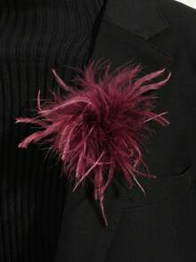 1 chiếc trâm cài áo lông đà điểu giả nhiều màu cổ điển cao cấp dành cho nữ, phụ kiện thời trang đa năng làm quà tặng cho tiệc tùng, ngày lễ, trường học, đám cưới - hoa - Xem 6