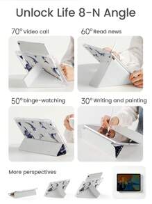 这款精美可爱的蓝鲸、海龟和水母图案双面彩色涂层亚克力透明水晶Y型折叠背板具有防震功能，兼容第七代和第八代（10.2英寸）iPad。它配备第十代保护壳、内置笔槽，并支持睡眠和唤醒功能。是节日和新年的完美礼物。 - 彩色 - 查看 6