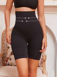 3pcs Women Solid Color High Waist Seamless Briefs, Simple & Comfortable Long Bike Shorts Or Fitness Shorts, Suitable For Outdoor Leisure & Sports