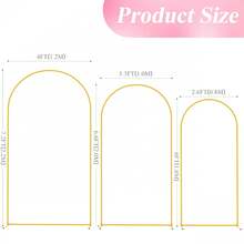 3 Pack Metal Arch Backdrop Stand(7.2FT/6.6FT/6FT), Decorative Balloon Arch Stand, Easy Assembly Gold Wedding Arch, Stable Backdrop Arch Stand For Wedding Ceremony, Birthday Party, Baby Shower - Vàng - Xem 2