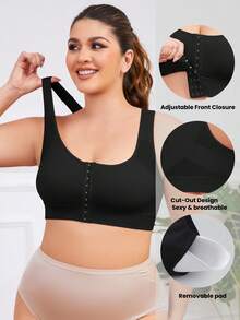 Große Größen 1 Stück Nahtloser Sport-BH mit Frontschluss für Damen, minimalistischer, komfortabler elastischer Y-Rücken Yoga-BH, geeignet für Sport, Training und Yoga