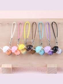 1-Piece Mini Bubble Milk Tea Keychain Cute PVC Pendant, Backpack Pendant, Car Pendant, Friend Gift, Holiday Gift, Creative Backpack Key Chain, Simulated Post-Meal Bubble Milk Tea Cup, Cat Ear Straw Cup, Self-Made Cream Glue Keychain Pendant, Accessory, Suitable For University Campus And Commuting Fun, Korean Style Personalized And Cute Style, Campus Graduation Season Gift