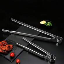 Thicker & Longer Stainless Steel Food Tongs, Buffet/BBQ/Korean Bbq Tongs, Family Dinner Supplies, Party Supplies