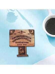 1 Wooden Handmade Spirit Board, Miniature Spirit Board With Drawer, Halloween Decoration Crafts Durable Ornaments - 咖啡棕 - 查看 7