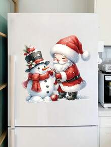 1 pièce Autocollants de toilette Père Noël et Bonhomme de neige - Autocollants de toilette de salle de bain - Autocollants détachables imperméables, décorations de fête - Noël, Nouvel An - Parfait pour les décorations de salle de bain et les cadeaux de fête, Idéal pour Noël, décoration de fête à thème, décorations de Noël Décorations d'hiver