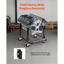 Engine Stand, 750 LBS Load Capacity Engine Motor Stand, Heavy-Duty Steel Motor Holder With 4 Swivel Casters And 4 Hook Positions, Suitable For BB-CHEVY And GEN-1 SB-CHEVY Engines - U字形 - 查看 3