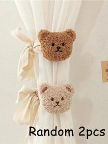 Home Decor Bear Tiebacks Curtain Grommets Clips Children's Room Hanging Curtain Brackets Tiebacks Rear Curtain Accessories Cartoon Bear Curtain Tiebacks Decorative Animal Shape Rope Fixed For Home Office Bedroom Living Room
