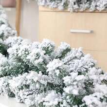 圣诞花环 - 人造雪植绒圣诞装饰，人造松树花环，适合圣诞节室内家居壁炉架树楼梯装饰 - 彩色 - 查看 7