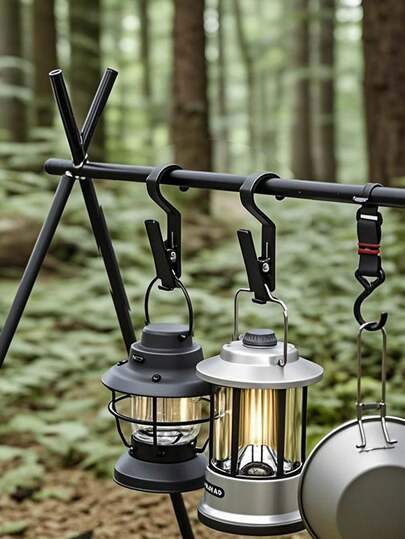 1/2/4Pcs Outdoor Tent Hooks With Alligator Clips - Multi-Functional Canopy Fabric Hangers, Portable Anti-Slip Grippers For Clothing And Gear Suspension, Lightweight Durable Design, Ideal For Camping Hammock And Tarp Accessories, Essential Outdoor Adventure Tool