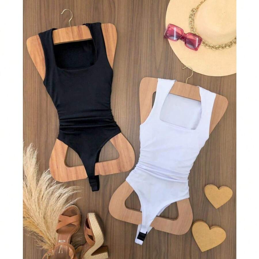 Kit 2 Women's Body Shaper And Wide Strap Premium Polyamide - Black and White - View 1