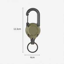 Llavero táctico con cremallera automática para exteriores, broche multifuncional con colgante, estuche retráctil de acero de 23.6 pulgadas, adecuado tanto para hombres como para mujeres, herramienta antirrobo multifuncional, portaplacas táctico, apto para actividades de camping, pesca, caza y golf.