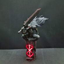 25cm High Warrior Statue Figurine, Distressed & Blood-Stained Version Action Figure Statue, Cool Black Knight Toy Decor, Black Swordsman Statue Model, Anime Peripheral Collectible Figure, Posable Model, Collectible Figurine (Sword Color Varies) (Slight Defects On Decor) - Multicolor - View 7