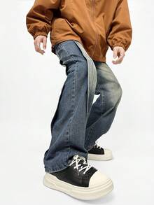 Wide Fit Men's Casual Sports Shoes Lace-Up Thick Sole Durable Sneakers, Fashion Solid Color Classics Versatile Trainers, Suitable For All Seasons