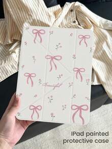 This Beautiful And Adorable Pink Floral, Letter, And Bow Design Protective Case Is Made With A Double-Sided Colored Acrylic Transparent Crystal Back Panel, Shock-Resistant And Durable. It Is Compatible With The 7th And 8th Generation (10.2-Inch) IPads, As Well As The 10th Generation IPad. It Features An Internal Pen Slot And Supports Sleep/Wake Functionality, Making It An Ideal Gift For The New Year And Christmas 2026. - Multicolor - View 3