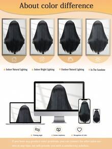 Peruci frontale din dantelă cu parte în T, 13*4*1, linie de păr pre-smulsă, sintetice, rezistente la căldură, păr drept, 22 de inci, negru, separare parțială, utilizare zilnică, calitate înaltă, pentru femei, aspect natural, peruci sintetice moi de bună calitate, potrivite pentru începători, peruci pentru femei, păr sexy, peruci drepte pentru femei, peruci de 22 de inci, peruci negre