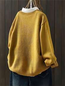 女士超大单口袋时尚毛衣 - 秋冬纽扣开衫