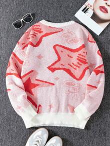 Ladies' Creative Printed Knitted Sweaters, Stylish And Casual Pullovers, Made Of Soft, Comfortable And Warm Fabric, Suitable For Spring, Autumn And Winter.