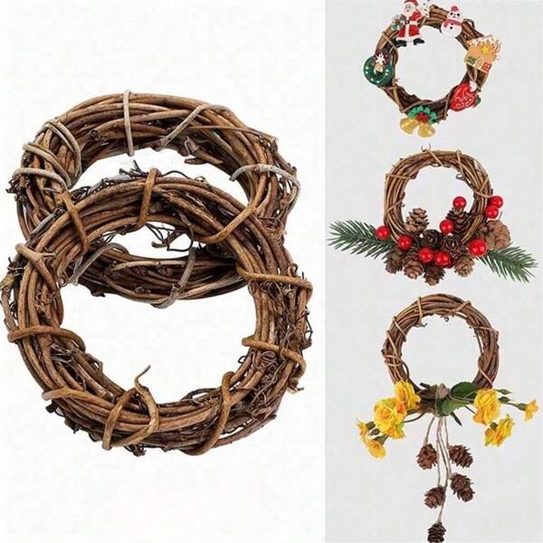 Christmas, Halloween, Rustic Wooden Door Hanging, DIY Wicker Wreath, Dreamcatcher, Artificial Wreath, 10cm, 15cm, 20cm, 25cm, 30cm Wreath, New Home, Wedding Room, Boy/ Girls Birthday Party Wedding Anniversary Men's Bachelor Party Women's Bachelor Party Graduation Party Back-To-School Season Theme Party Housewarming Party Party Background Decoration