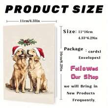 1pc Fun And Unique Christmas Card, "Christmas Dog: Merry Holiday, Golden Retriever" Card, Christmas Card For Friends, Adult Christmas Card, Suitable For Christmas, Christmas Eve, Holiday Celebration Occasion, Santa Claus Card - Multicolor - View 3