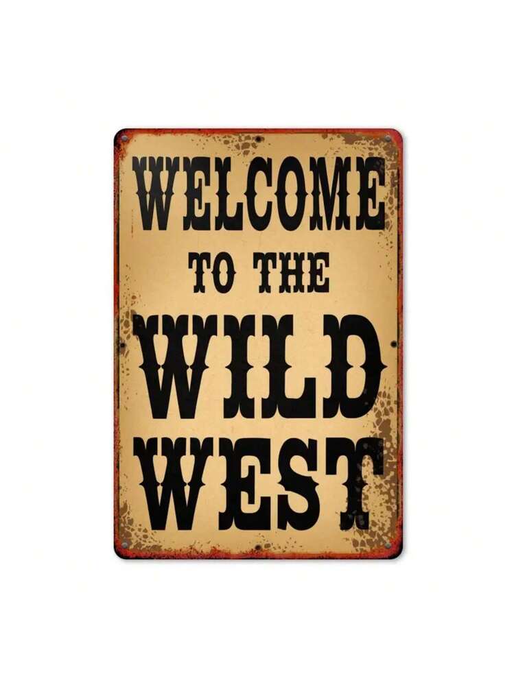 Vintage Western Theme Metal Sign, 8x 12inch - Classic Cowboy Style