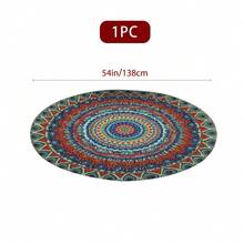 1/36 piezas Mantel redondo de 48 in/54 in con estampado digital de patrón retro y contraste bohemio, mantel elástico para protección, resistente a arañazos, adecuado para uso diario, interior/exterior, decoración del hogar, idea de regalo, camping, viaje