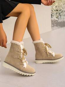 Women's Fashion Personalized Winter Boots For Women Cute Spicy Girls Mid-Length Snow Boots, Comfortable And Warm, Women's Multifunctional Faux Suede Skate Sole Ankle Boots Women Boots, Suitable For Warmth, Autumn And Winter, Spring Shoes, Spring Break, Easter, Mother's Day Gift. Boots