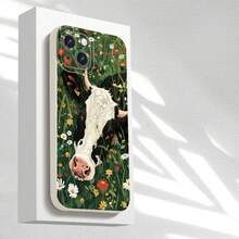 Funda protectora blanca mate a prueba de caídas y golpes con diseño lindo de vaca, apta para iPhone 11, 12, 13, 14, 15, 16 Pro Max, XS, XR, X, 7, 8 Plus, Mini, SE, puede ser un regalo para amigos hombres o mujeres